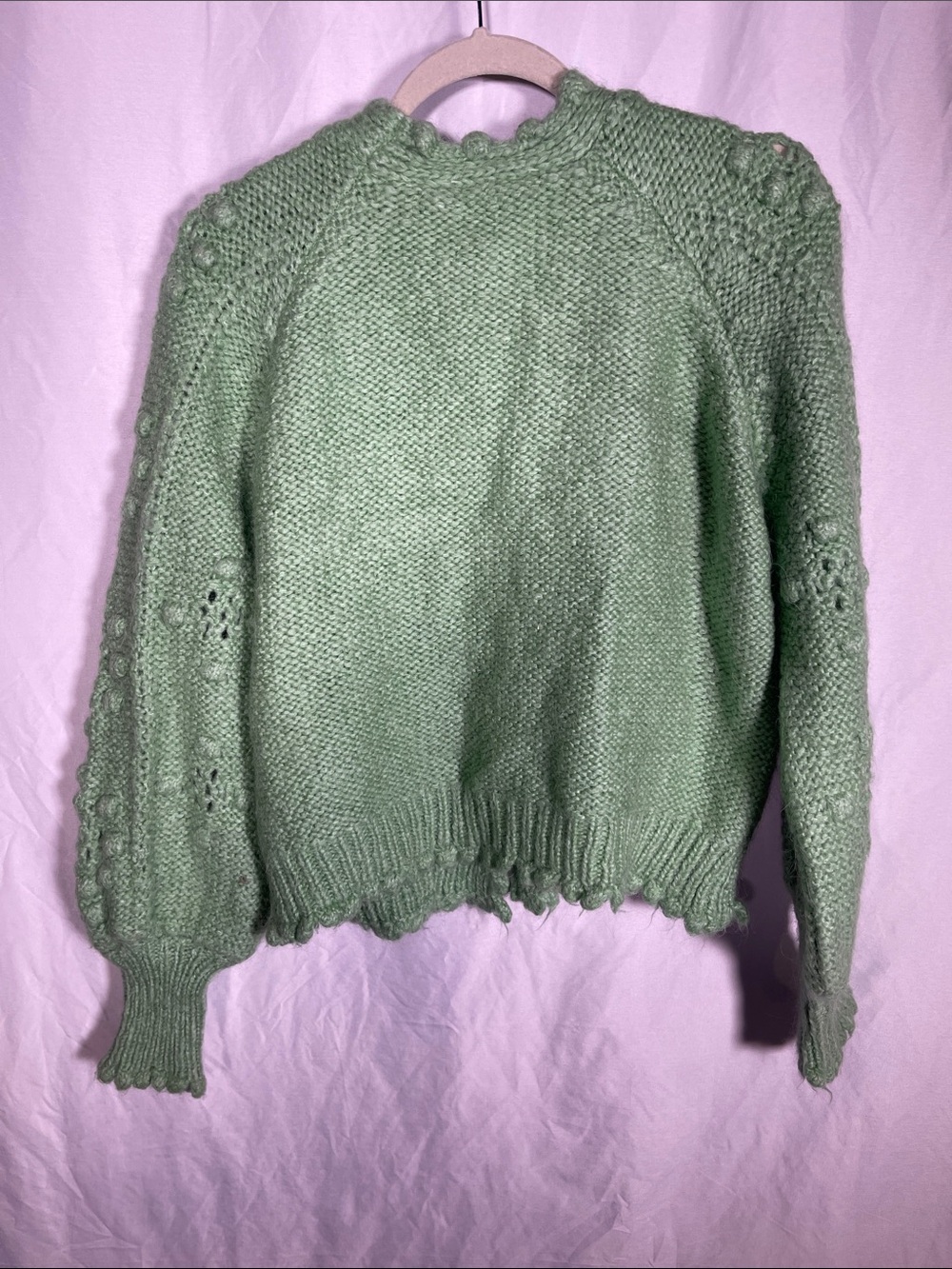 ZARA WOMENS GREEN JEWEL CARDIGAN SWEATER ALPACA WOOL LARGE 5802/100/500/L - Picture 7 of 8